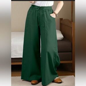 SHEIN curve relaxed wide leg cropped green pants size 3x